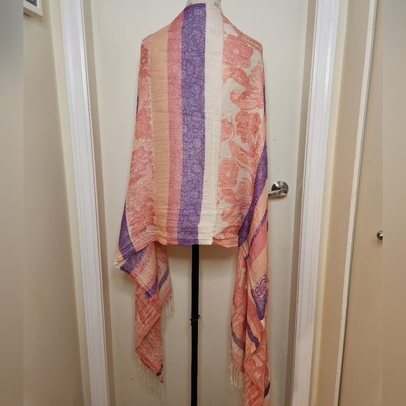 Vintage Pink Pashmina Wrap Scarf - Picture 4 of 7